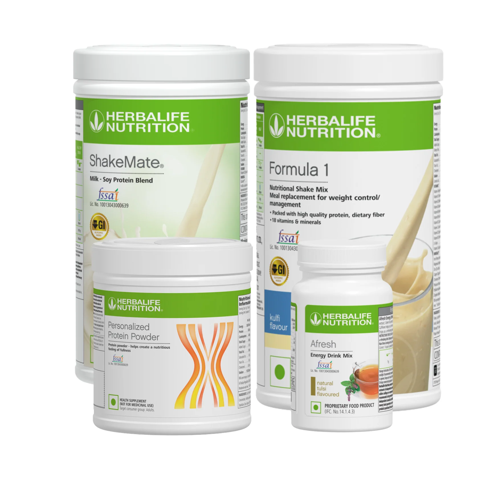 Herbalife Formula 1 Kulfi Nutritional Shake, Shakemate, 200g Protein Powder, and Afresh Tulsi