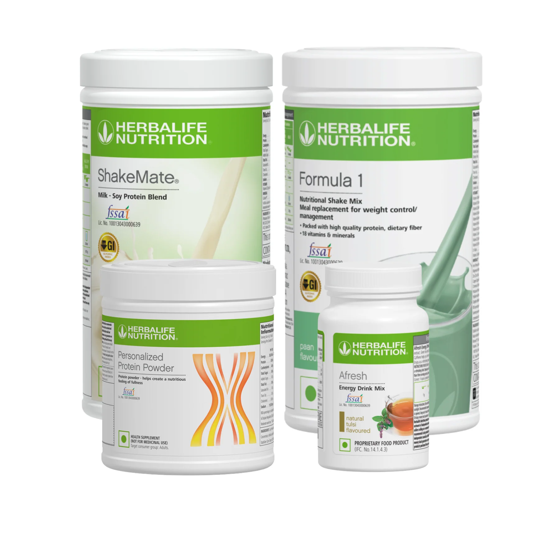 Herbalife Formula 1 Paan Nutritional Shake, Shakemate, 200g Protein Powder, and Afresh Tulsi